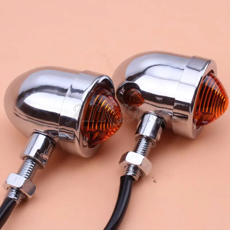 1 пара хромированных металлических указателей поворота желтые огни лампа в стиле