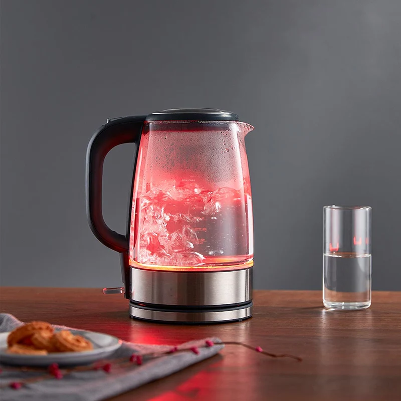 Стеклянный электротермальный чайник из нержавеющей стали со светодиодной