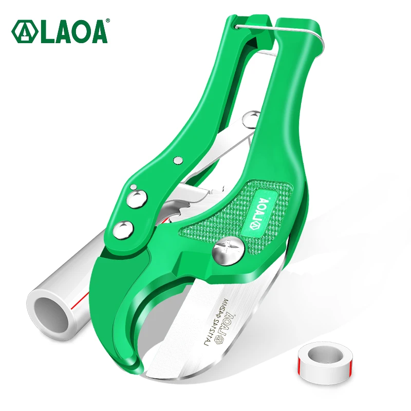 

LAOA Professional Pipe Cutter 42mm Water Tube Alloy Body Ratchet Scissors Tube Cutter PVC/PU/PP/PE Hose Cutting Hand Tools