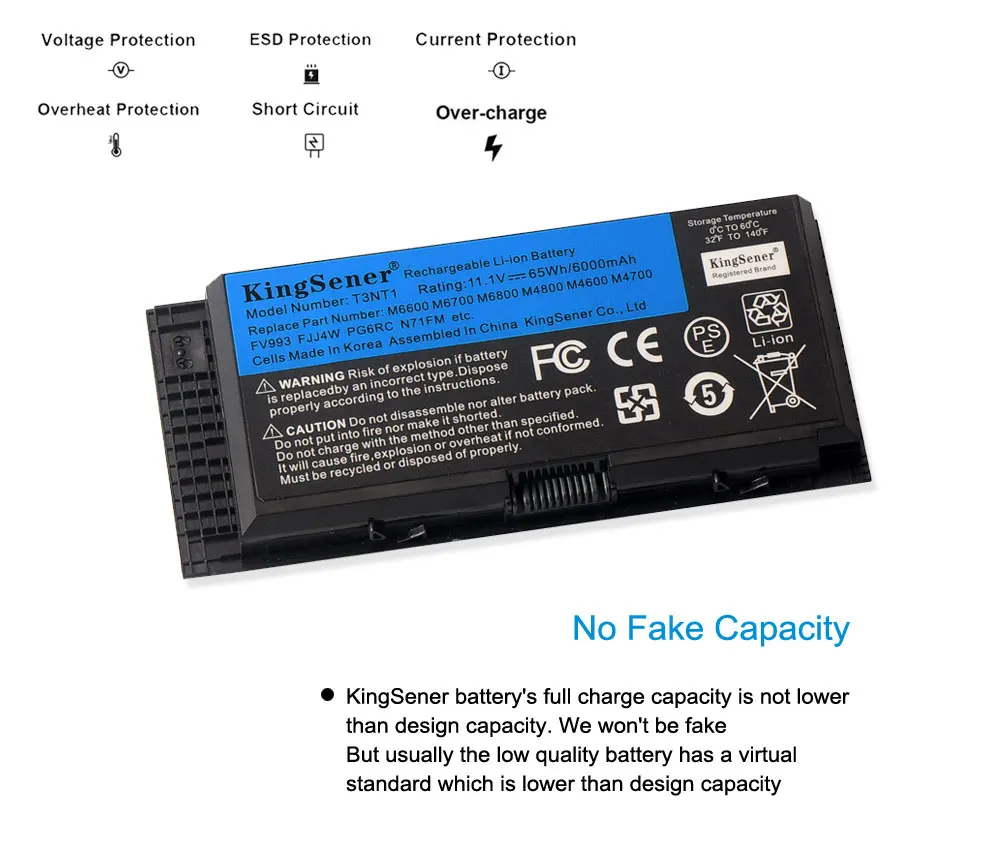 KingSener 11 1 V 6000mAh T3NT1 M6600 Аккумулятор для ноутбука DELL Precision M6700 M6800 M4800 M4600 M4700 FJJ4W PG6RC R7PND