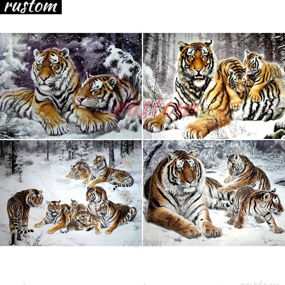 

5D DIY Diamond Painting Animals Tiger Winter Kits Full Drill Embroidery Home Decoration Gift Mosaic Art Picture With Rhinestones