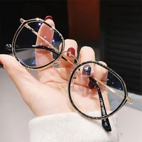 fashion anti blue glasses women men optical eyewear unisex retro rice nails spectacles polygon eyeglasses