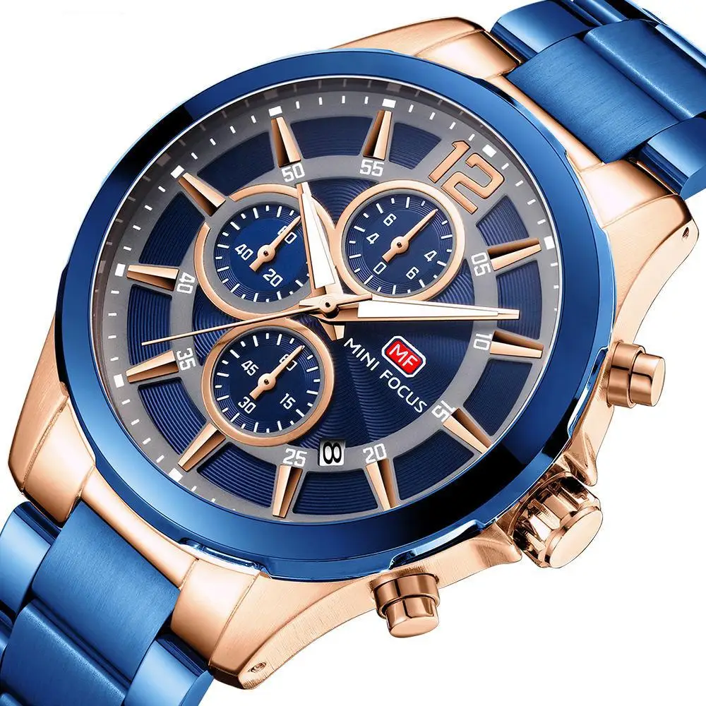 

New creative watch men's watch mechanical wind green surface six-hand movement calendar luminous waterproof stainless steel belt