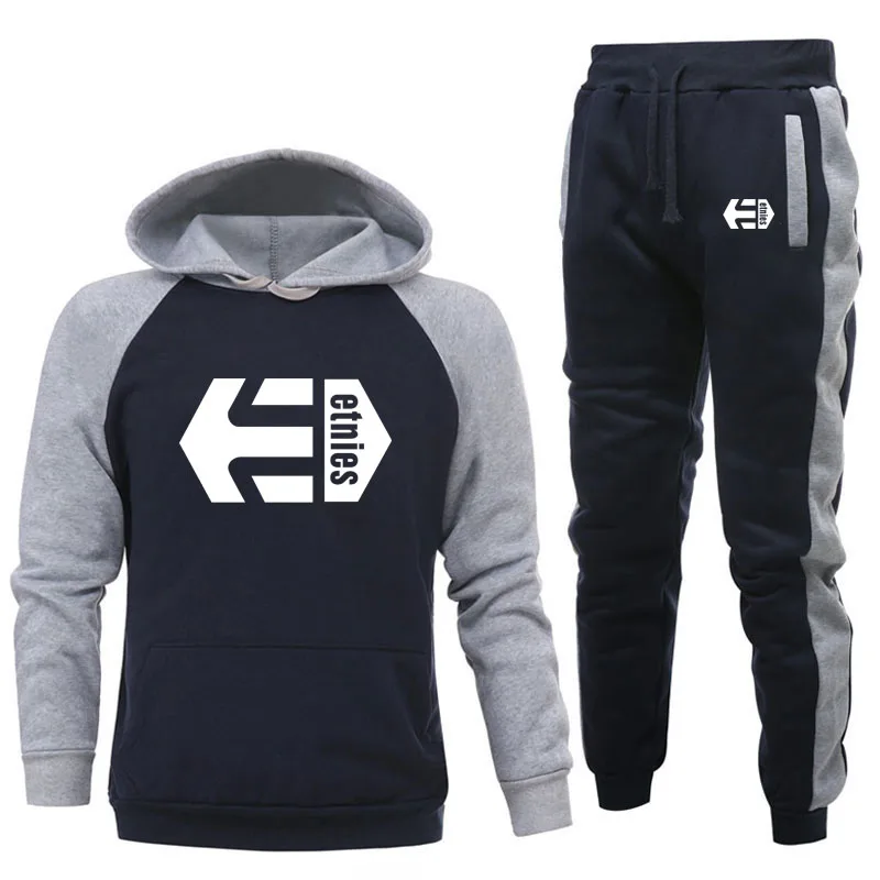 Новинка мужская толстовка с капюшоном свитер флис теплый Etnies принтом Мужская