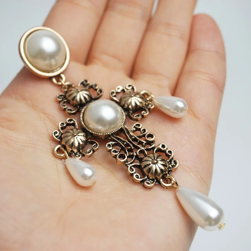 M & G золотые винтажные жемчужные серьги в готическом стиле женские полые длинные