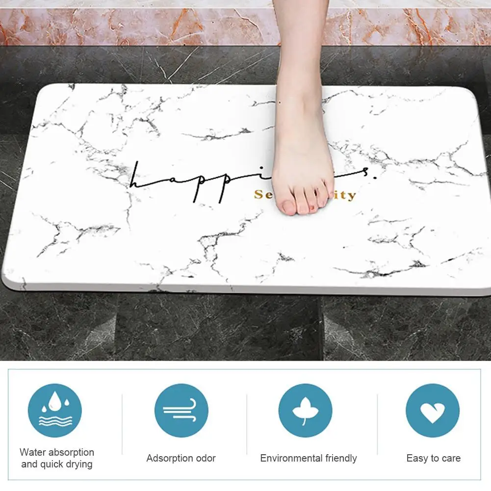 Коврик для ванной 35 х45 см абсорбирующий диатомит земляной мрамор