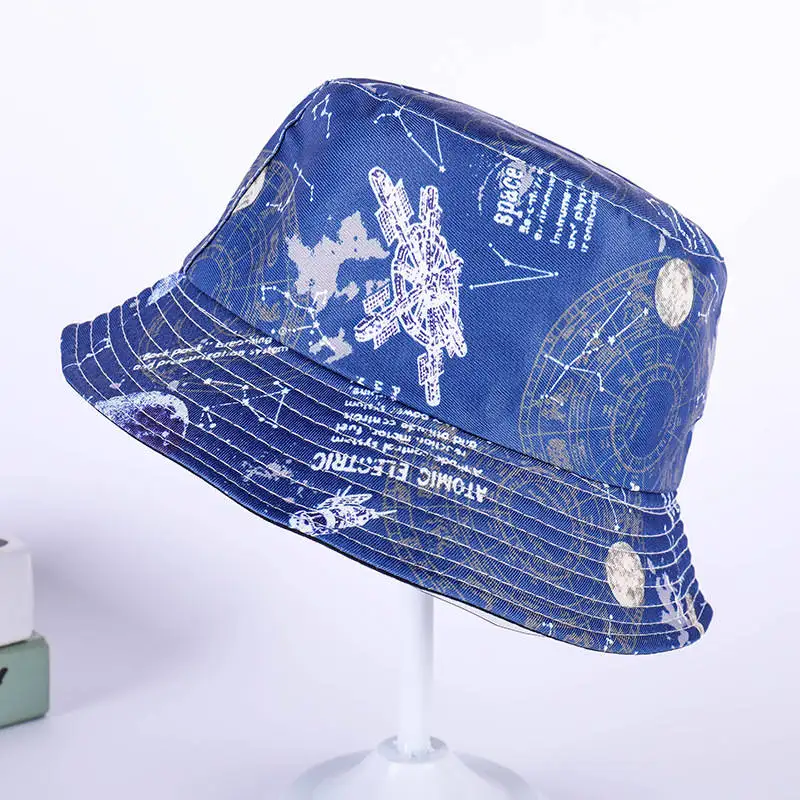 

2020 Cotton Geometric Print Bucket Hat Fisherman Hat Outdoor Travel Hat Sun Cap Hats for Men and Women 190