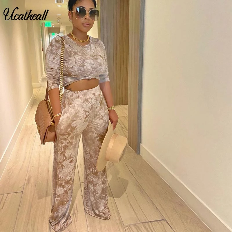 

Зимний женский комплект, бархатный топ с длинными рукавами и круглым вырезом + широкие брюки, комплект из двух предметов, повседневная спорт...