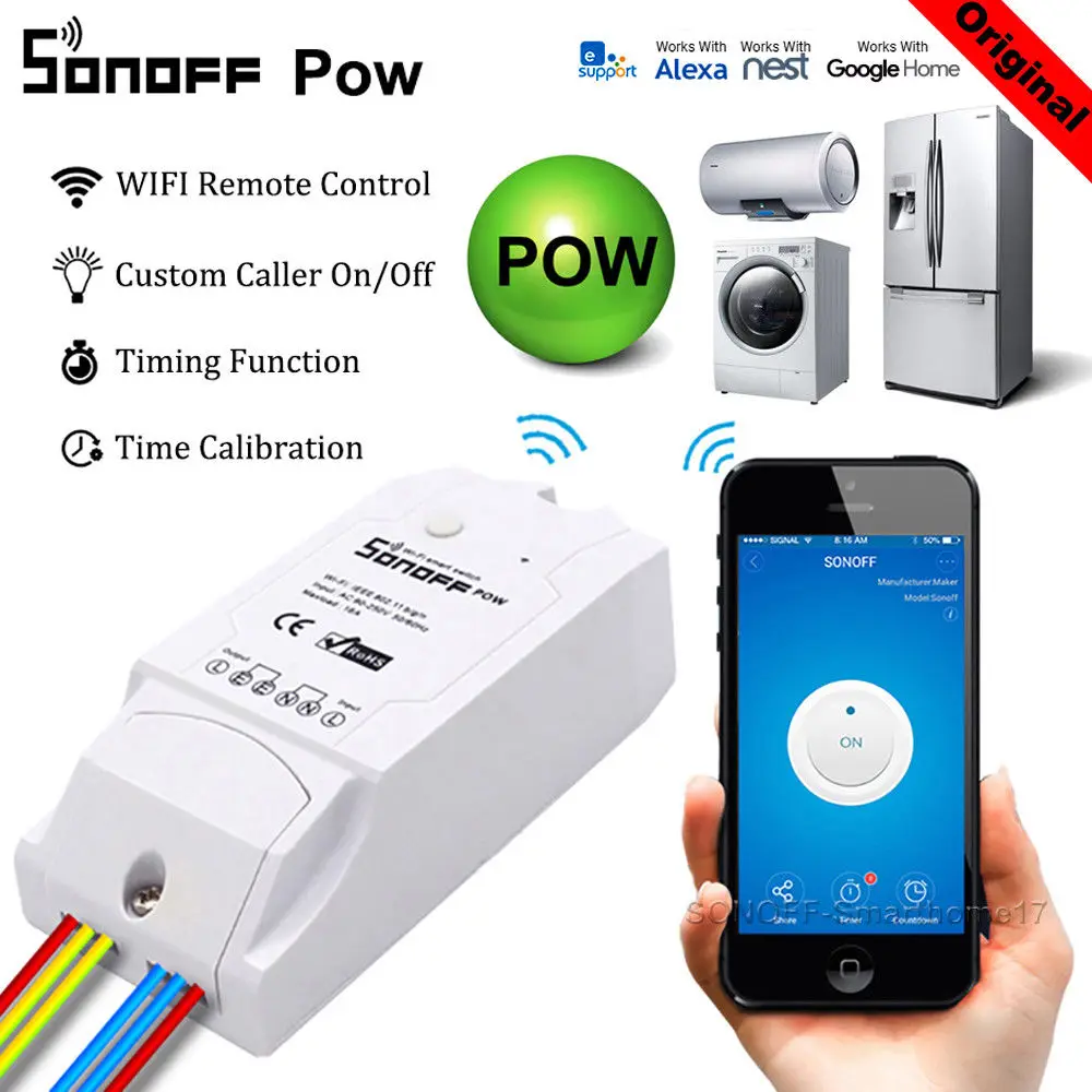 SONOFF TH10/TH16 RF Basic Pow Dual, умный Wifi переключатель умный дом WiFi беспроводной модуль автоматизации, работа с Alexa Google
