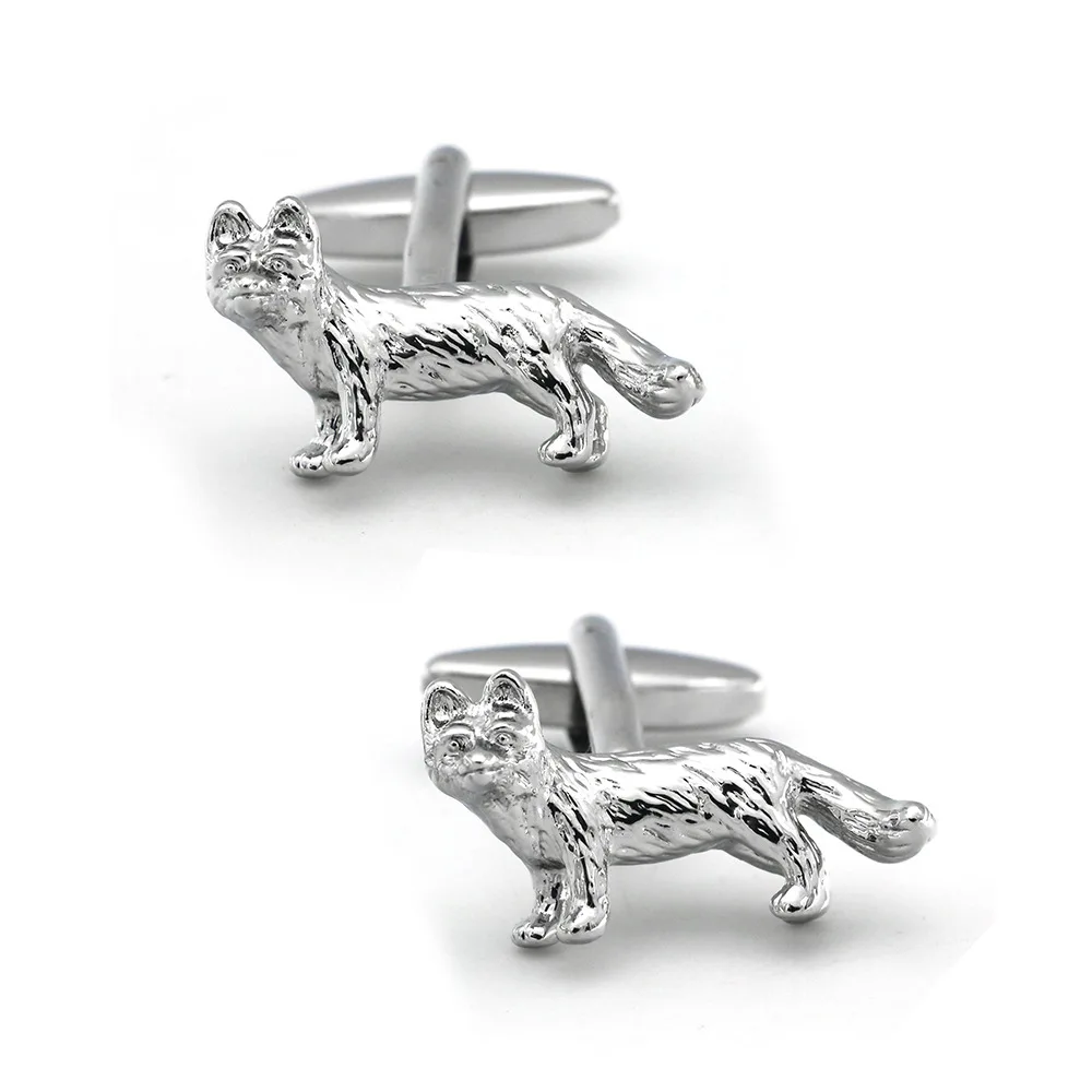 

2020 New Fashion Personality Men's Animal Shape Jewelry Animal Fox Dog Cufflinks Copper Cute Men Gifts Jewellry