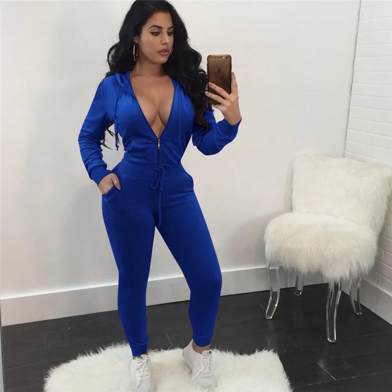 

WJFZQM Velvet Black Tracksuit Womens For Sweatsuits Outfits Zip Top Skinny Pants Suits Fall Casual Matching Sets 2 Two Piece Set