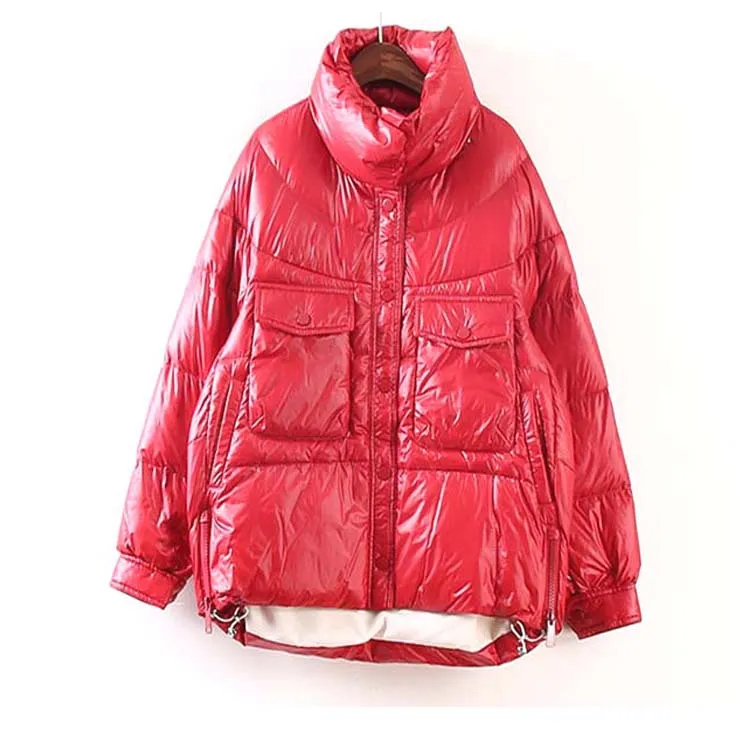 Пуховик женский новинка зимы 2019 стильный красивый свободный пуховик с отложным