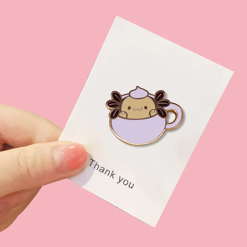 Милые амфибии жесткие эмалевые булавки Мультяшные аниме Саламандра кофейная