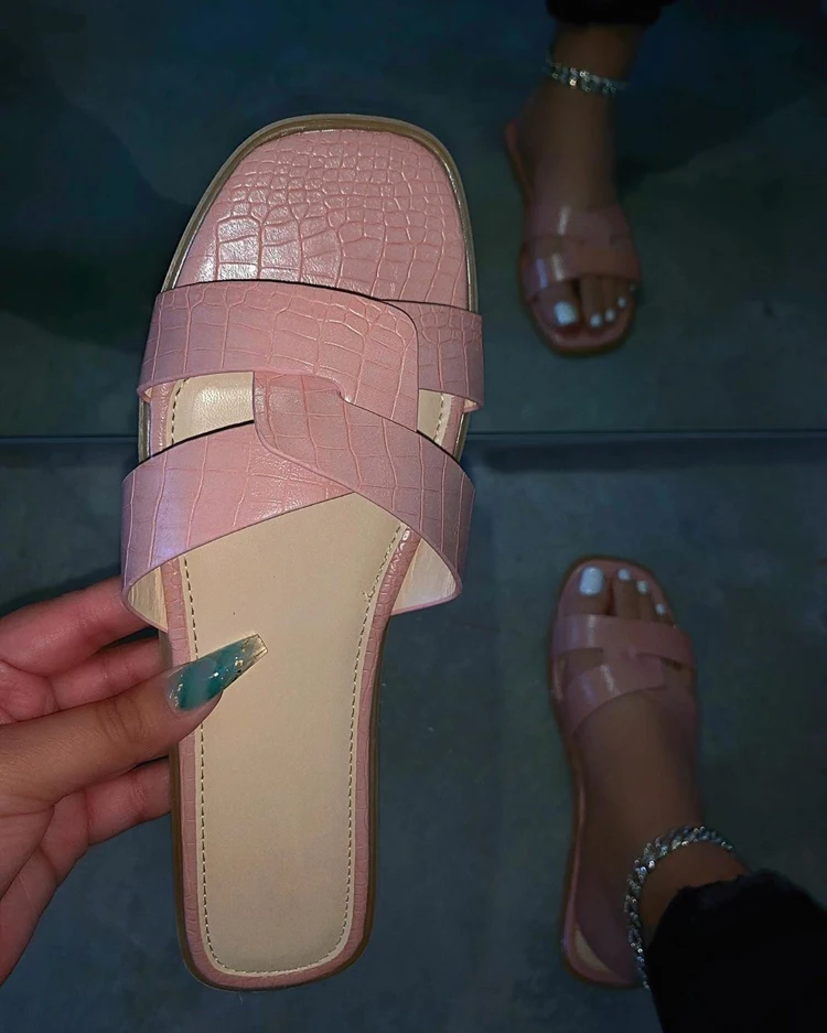 

2020 Women Flat Sandals Summer Simple Slippers Solid Color Flat Comfort Women's Shoes Beach Slippers