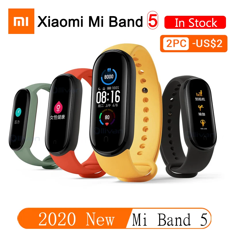 в наличии Смарт часы xiaomi mi Band 5 монитор сердечного ритма во время сна спортивный