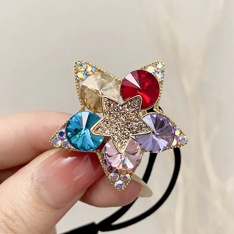 

The new 2021 crystal stars hair rope female heavy baroque atmosphere played high quality rope tied han edition hair hair