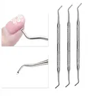 Палочка для удаления вросшей грязи на ногтях, инструмент для коррекции и педикюра, двойной дизайн ногтей, нержавеющая сталь, маникюр