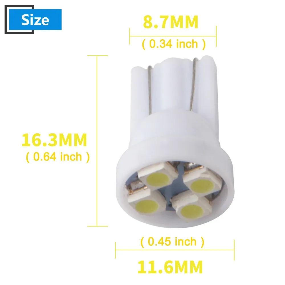 100pcs 24V DC W5W 194 168 T10 1210 4 SMD LED Bulbs White Auto Instrument Lights Reading Car Door | Автомобили и мотоциклы