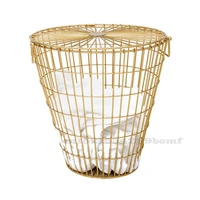 quality golden laundry basket metal dirty clothes storage basket home organizer basket creative storage wicker basket
