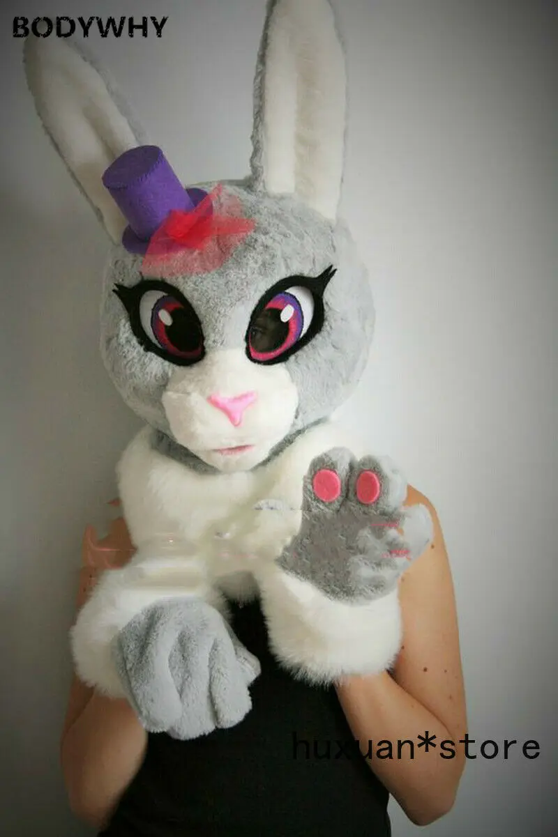 Пушистый кролик Фурсьют только головы и на костюмированную вечеринку Haute Couture с