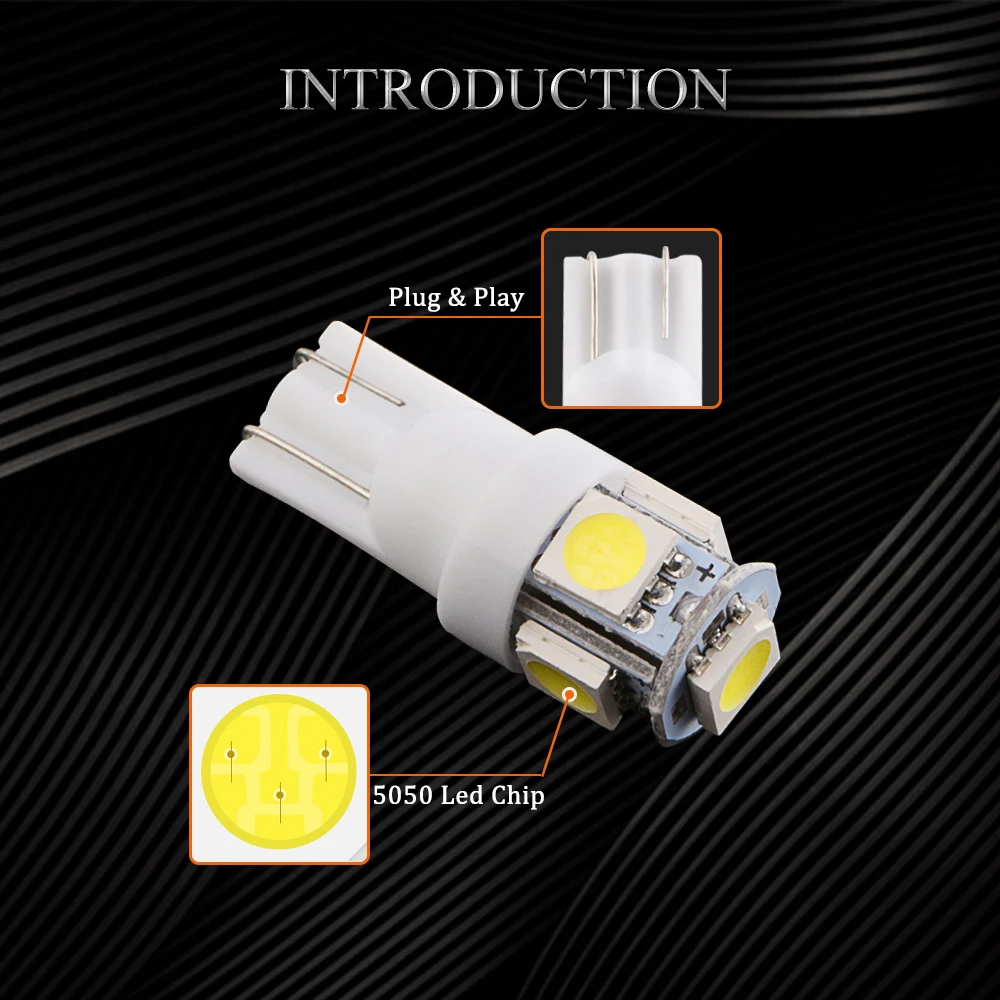 YM E-Bright 1000X T10 194 168 W5W 5050 5 SMD автомобильный светильник s светодиодный светильник Wedth лампа для авто лампы белый желтый зеленый розовый синий