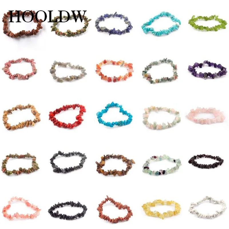 HOOLDW нерегулярный натуральный браслет с драгоценным камнем растягивающиеся