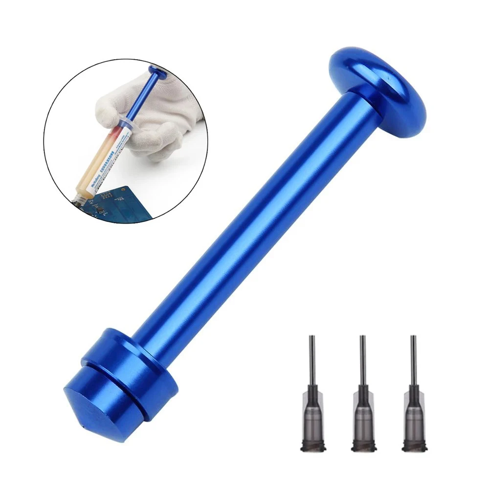 

Welding Oil Booster Aluminum Alloy Syringe Type Solder Flux Paste Needle Barrel Propulsion Tool BGA PCB Soldering Accessories