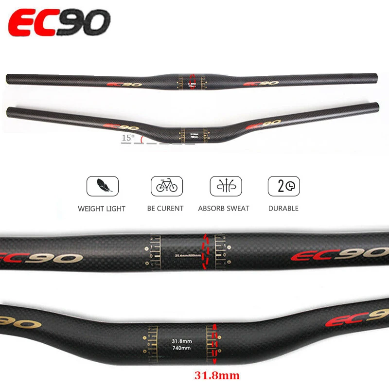 EC90 полностью из углеродного волокна руль для горного велосипеда 31 8 мм * 720/740/760 MTB 3K