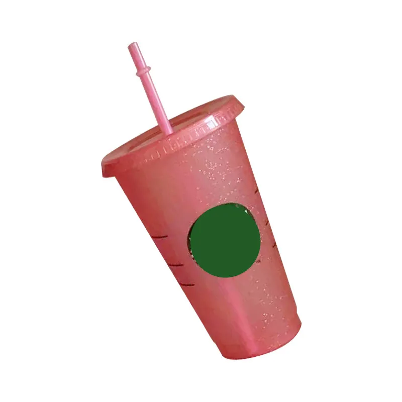 

700ML Reusable Glitter Flash Powder Straw Cup Shiny Reusable Plastic Tumbler With Lid Straw Cup Pure Fashion Brief Coffee Cup