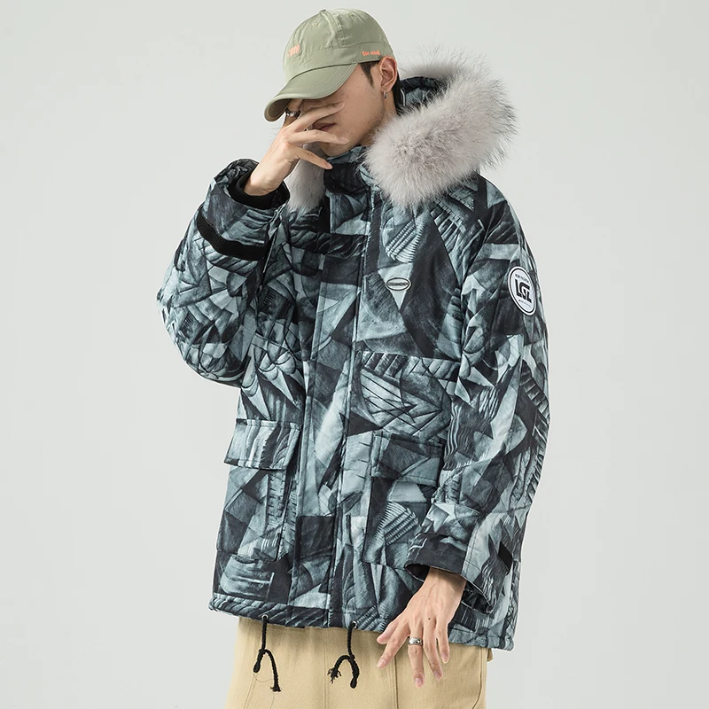 

Men's Parka Jacket Winter Jacket Cotton Padded Parkas Fur Collar Outdoor Puffer Jacket Overcoat Men Thick Warm Coat Fashion