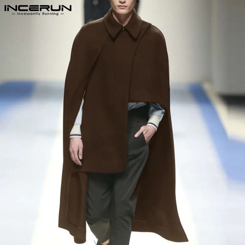 

Tops 2023 Men's Coats Long Sleeve Trench Ponchos Casual Fashion Streetwear 2021 Stylish Irregular Outerwear Cloak S-5XL INCERUN