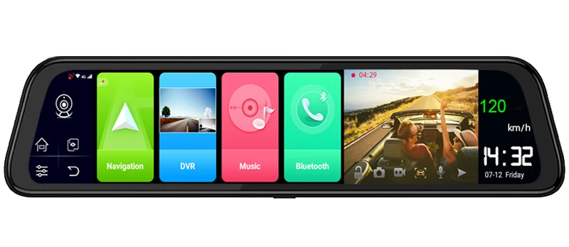 Автомобильный видеорегистратор Bluavido 1" ips, gps, 2G ram, 4G LTE, Android 8,1, камера, видео регистратор, навигация, HD 1080 P, зеркало заднего вида, видеорегистратор