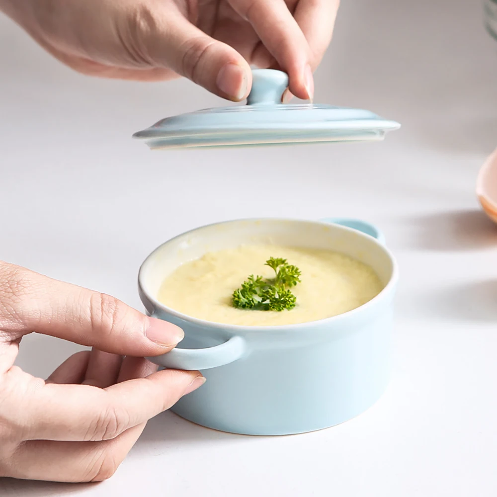 Ceramic Rice Bowl Tableware Candy Double Handle Soup Bowls Simple Creative Salad Cutter Akuhome |