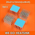 Алюминиевый радиатор для ЦП, 5 шт., 20x21x15 мм, серебристый теплоотвод, кулер с термопрокладкой для пластиковых пакетов IC и печатных плат