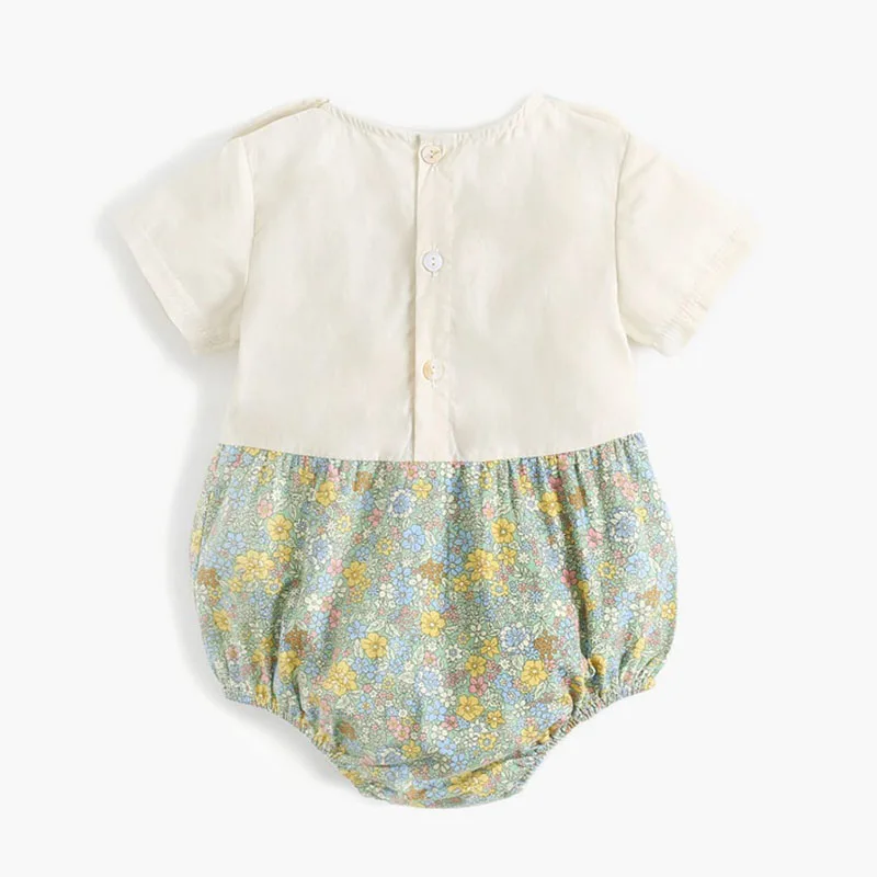 

Baby Girls Rompers Floral Splice Cotton Flying Sleeve Petal collar Baby Girl Clothes Summer Jumpsuits Sunsuit Toddler Clothing