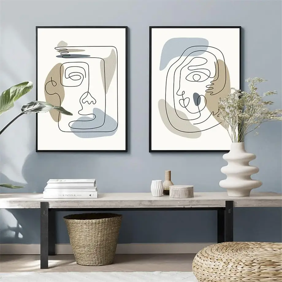 

Abstract Geometry Boho Face And Line Wall Art Canvas Painting Nordic Posters And Prints Wall Pictures For Living Room Decor