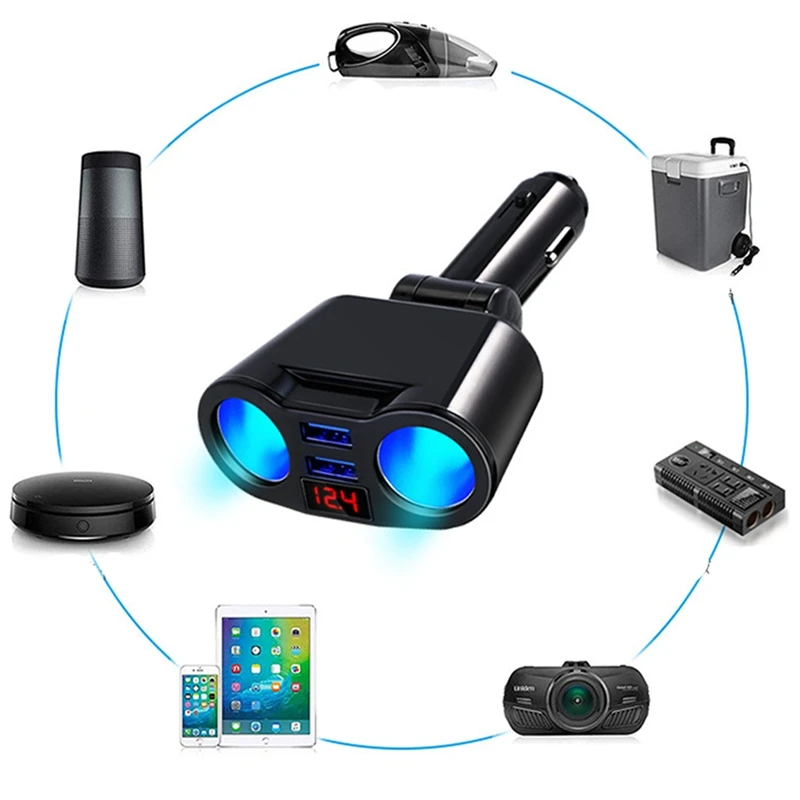 Автомобильный разветвитель с двумя USB-портами для прикуривателя 12 В мобильный
