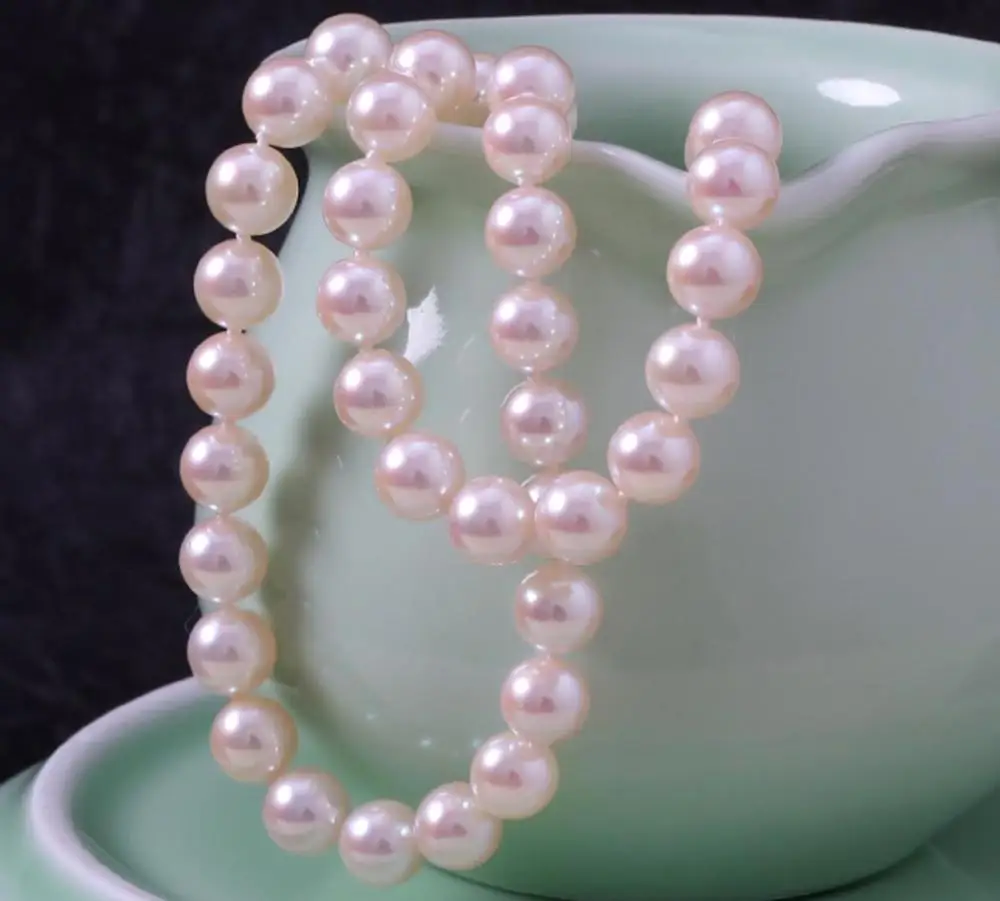 ?? Elegan8.5-9 ミリメートルアコヤ白ラウンド真珠のネックレス 18inch14k