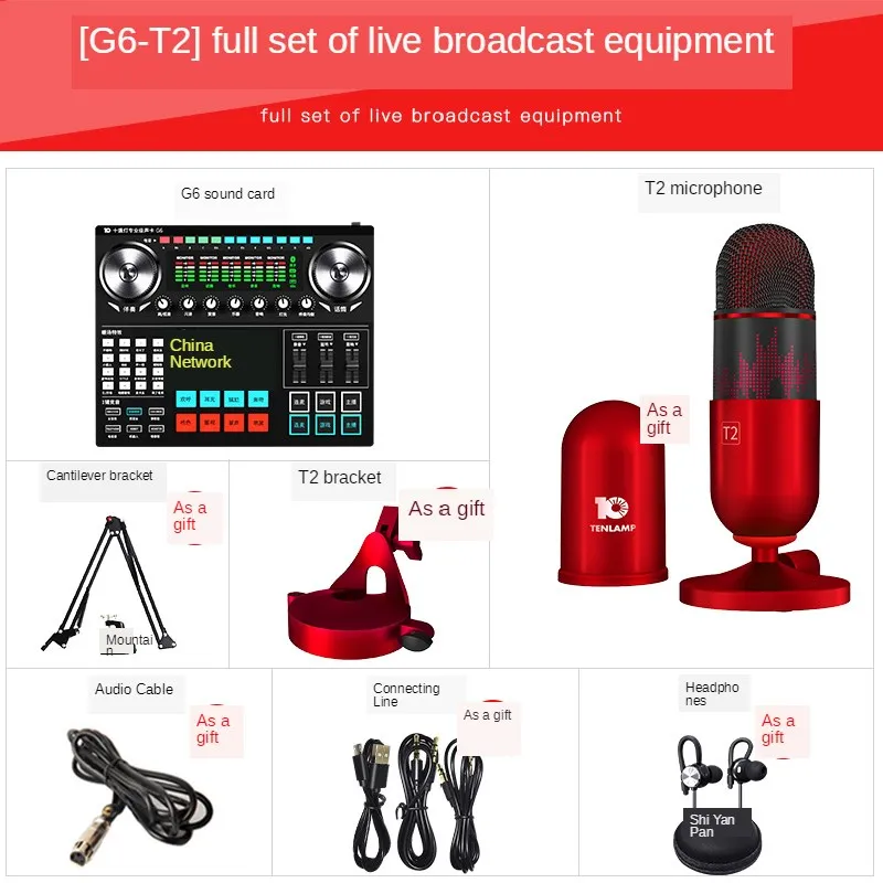 

2022 G6 Live Sound Card Microphone T2 Sound Mixer Board Live Streaming Sound Mixer USB Webcast Audio Mixer Sound Card For Phone
