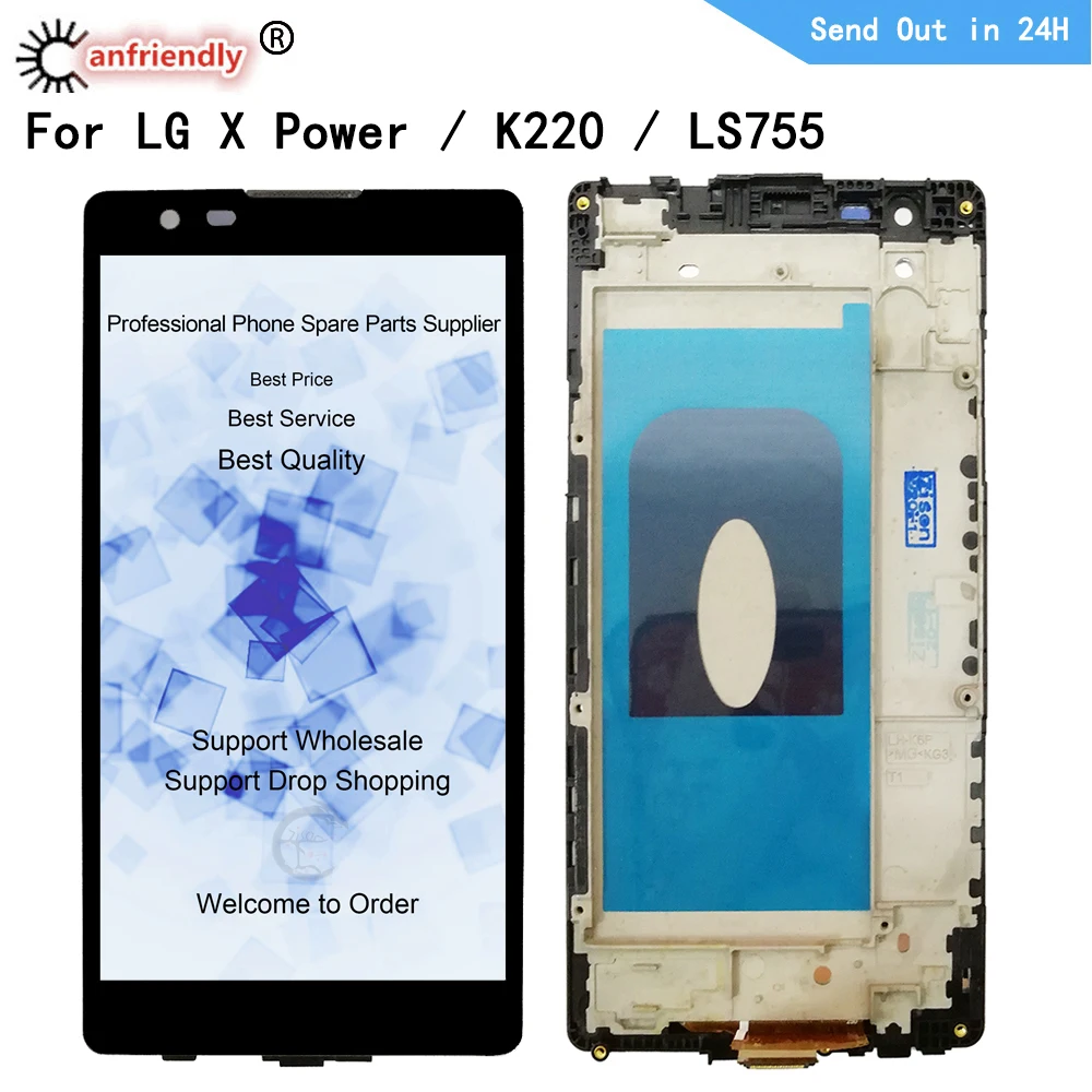 Pantalla lcd de 5,3 pulgadas para LG X Power K220, LS755, K450, panel t&aacute;ctil, m&oacute;dulo de digitalizador con montaje de marco para LG Xpower-0