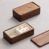 jewelry storage box small exquisite earrings earrings ring jewelry portable lightweight high grade solid wood