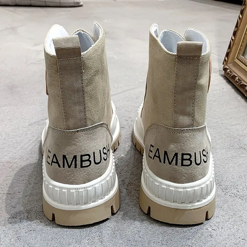 

Size 35-40 2020 New Fashion Women's Boots Autumn Cross Tied Vintage Canvas Shoes Woman Flat Heels Female Platform Ankle Boot