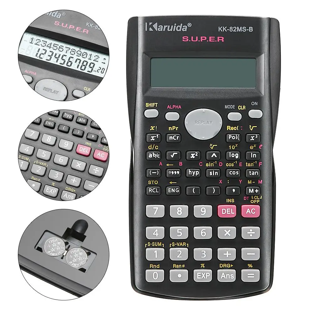 

Handheld Student's Scientific Calculator 2 Line Display 82MS-A Portable Multifunctional Calculator for Mathematics Teaching New