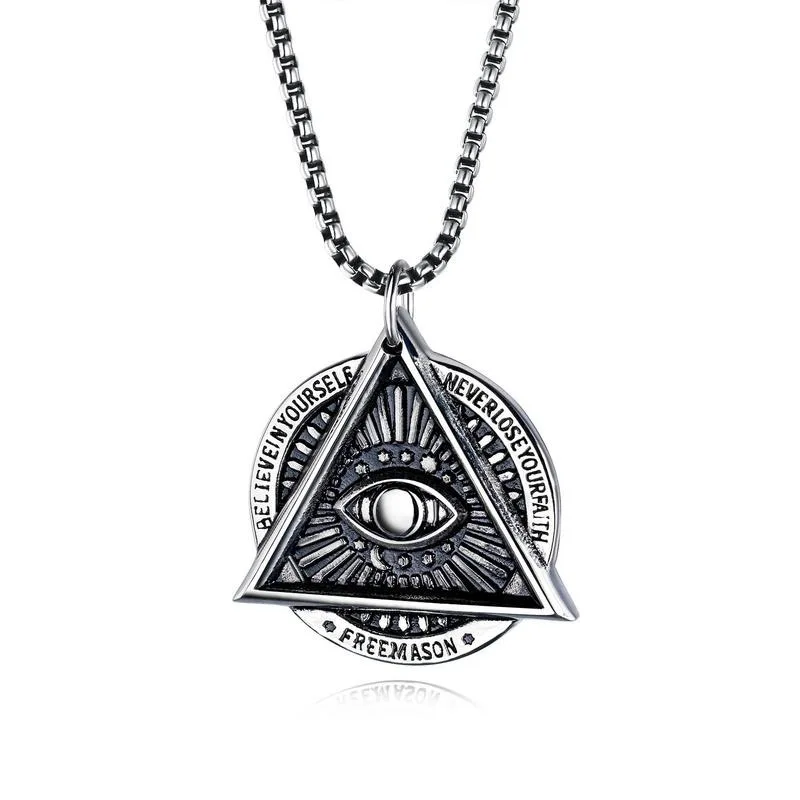 

European And American Pop Punk Trendsetter High Sense Pendant Titanium Steel Devil's Eye Necklace For Men