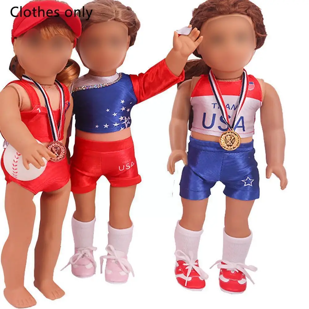 

18-inch Girl Doll Clothes American Flag Athlete Clothes Children's Model Gifts Toys Medals Children's C0C0