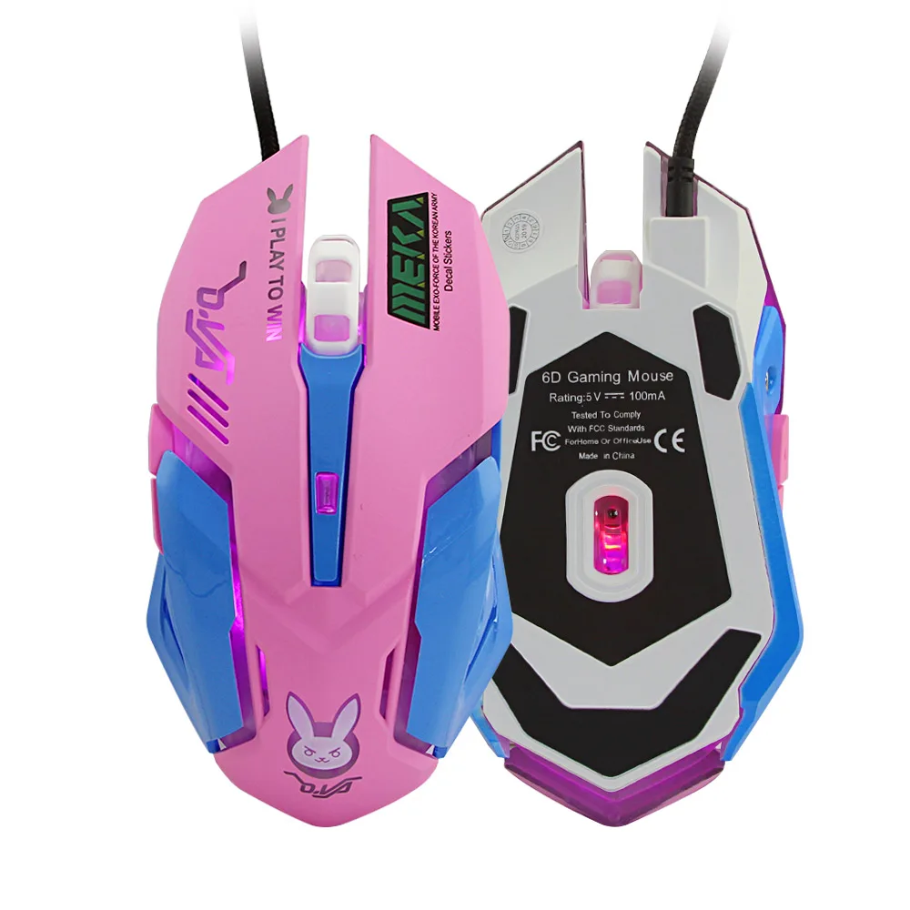 Проводная компьютерная Мышь игровой клавиатурой с подсветкой D.VA Reaper OW 6 кнопок