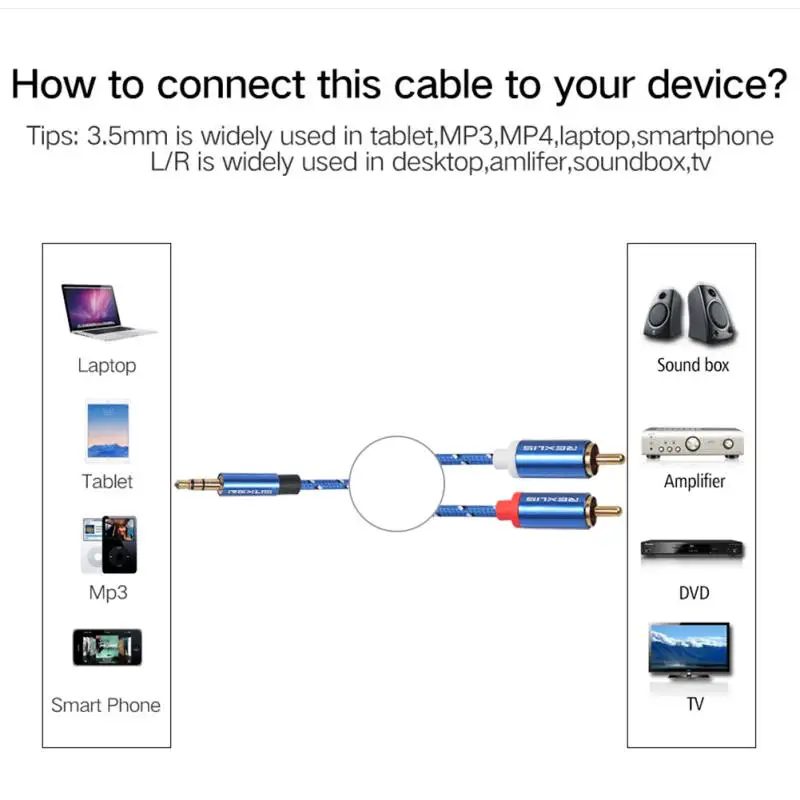 For DJ Amplifier Subwoofer Audio Mixer Home DVD ConverterRCA Cable 2RCA to 3.5 RCA 3.5mm Jack AUX |