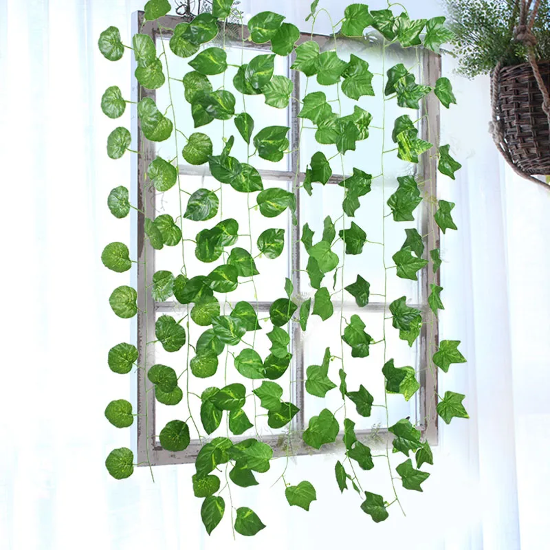 

2.3M Green Leaf Artificial Ivy Vine Hanging Garland Plants Simulation Rattan Leaves Fake Plant Home Garden Party Decoration