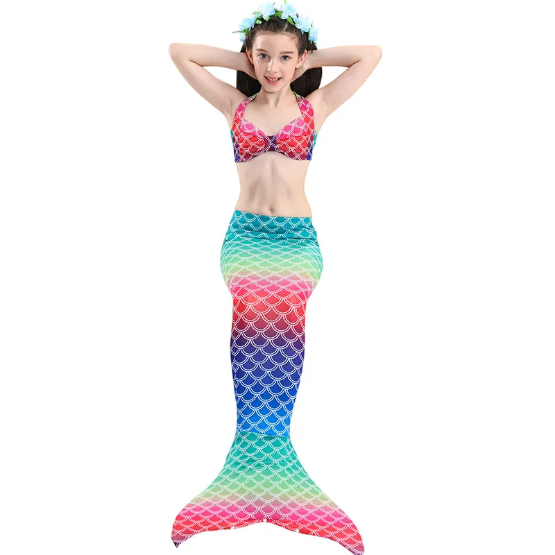 Новинка Яркий купальный костюм для косплея детский купальник бикини с хвостом