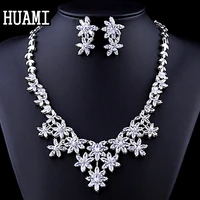 huami drop earrings necklace sets jewelry for women bridal flower pendant necklace jewelry charms wedding party accessories